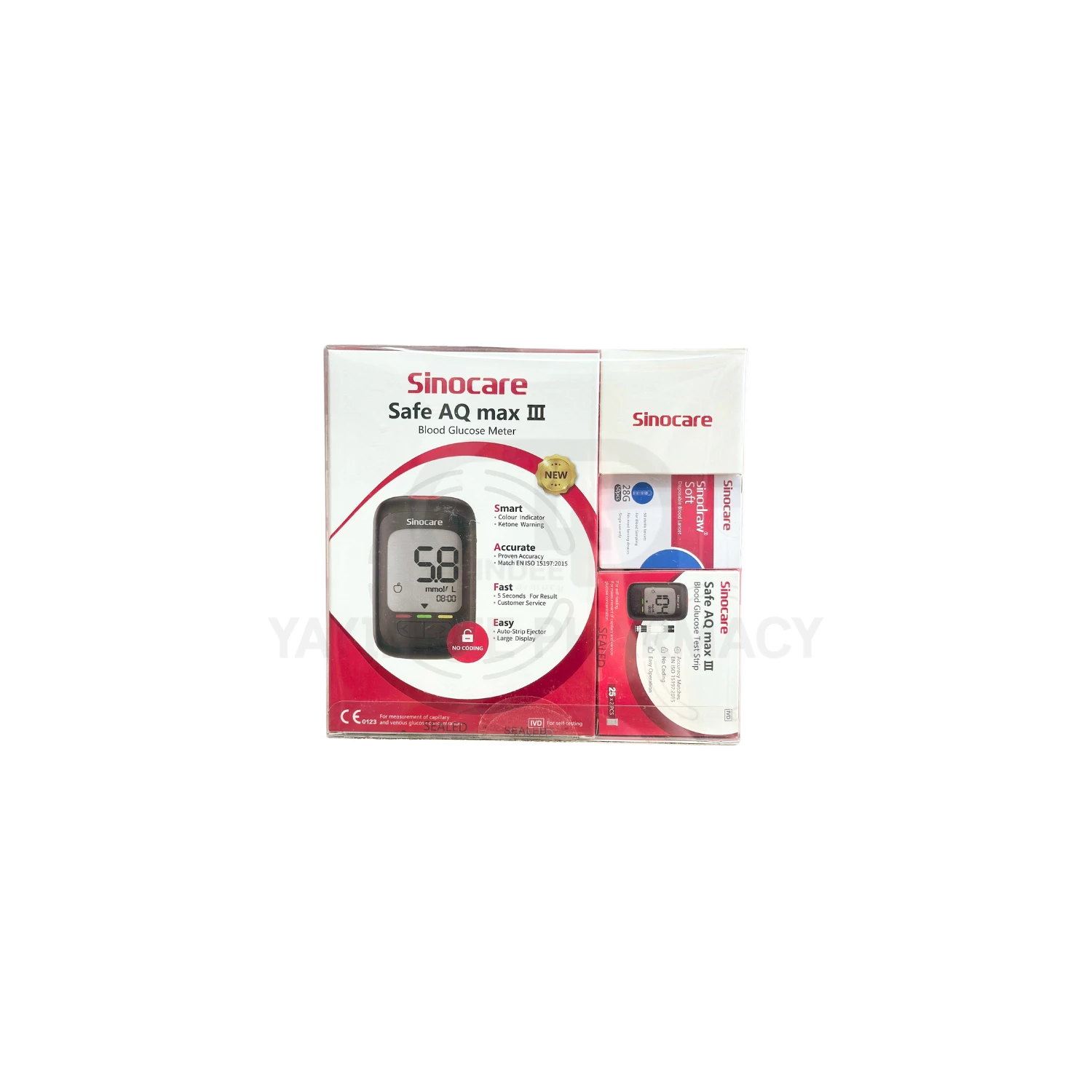 SINOCARE SAFE AQ MAX III (แถบ50 เข็ม50)