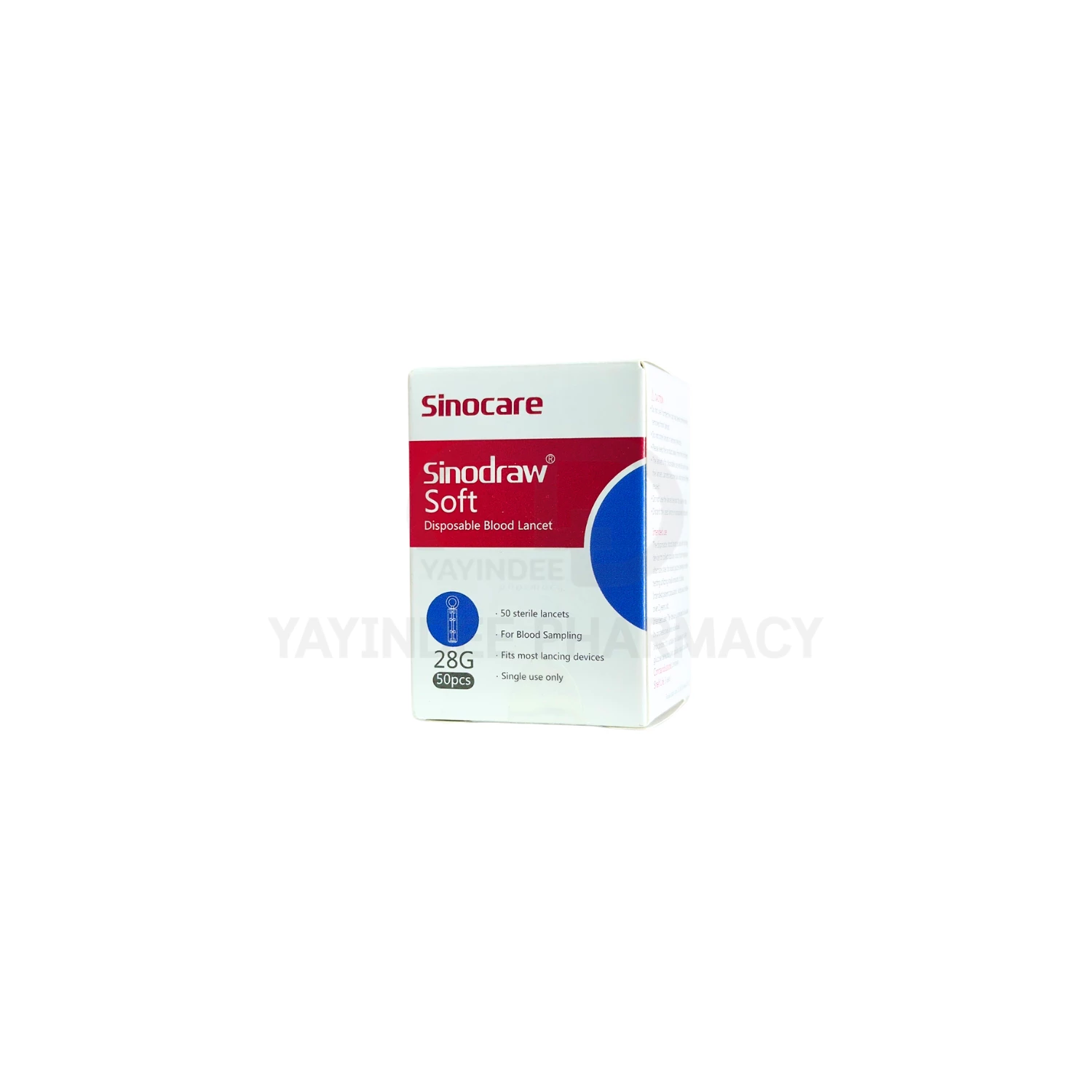 เข็มเจาะ SINOCARE SINODRAW SOFT 28G. (50 ชิ้น)