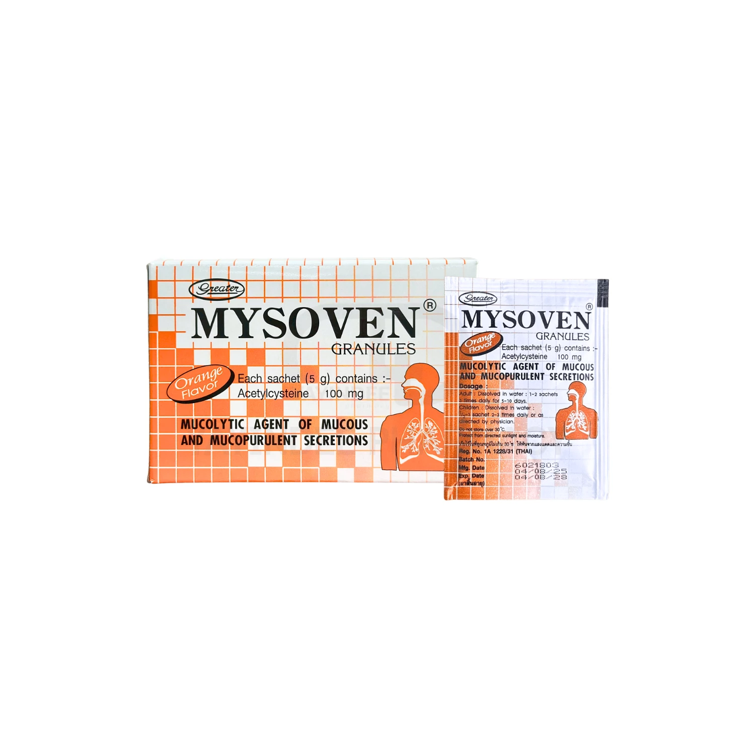 MYSOVEN 100 MG (สีส้ม) (60x5g)
