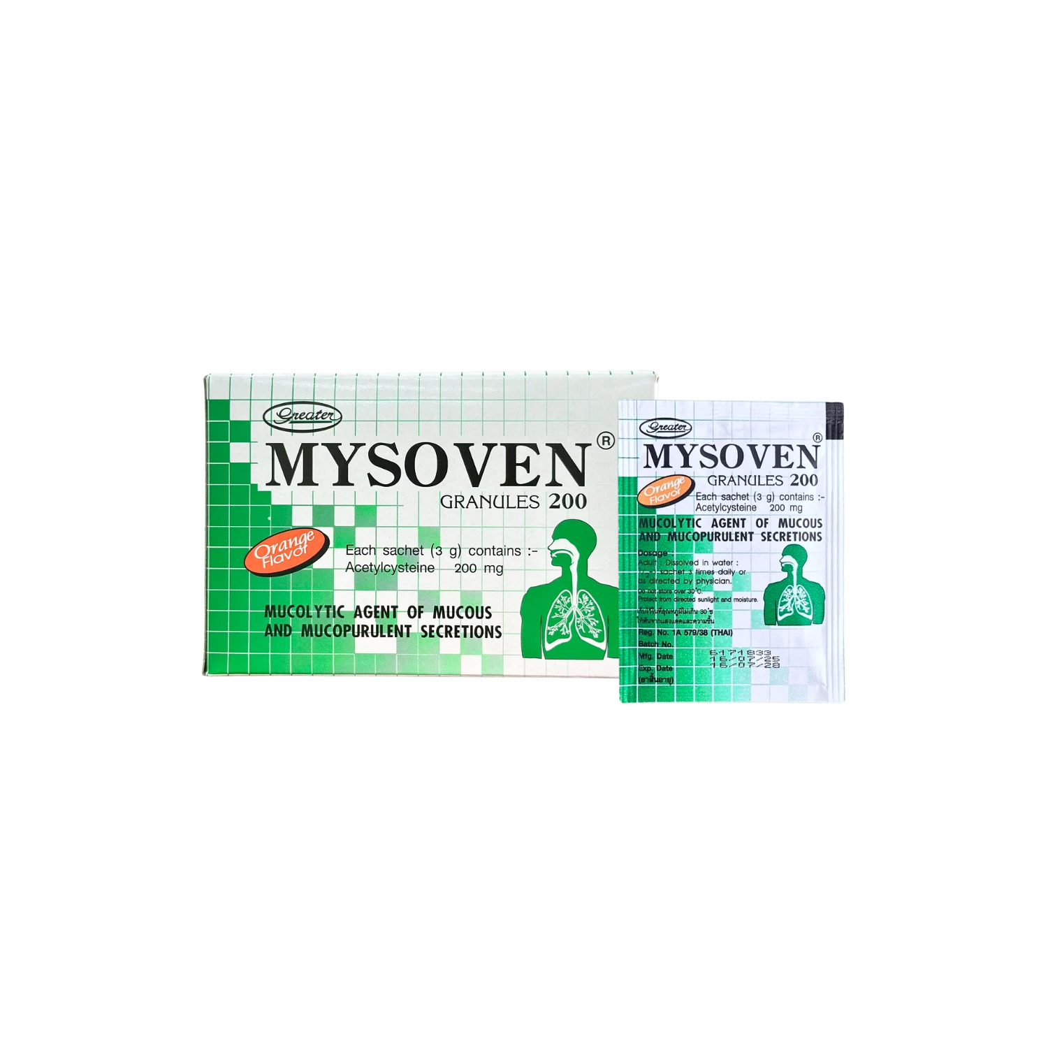 MYSOVEN 200 MG (สีเขียว) (60x3g)