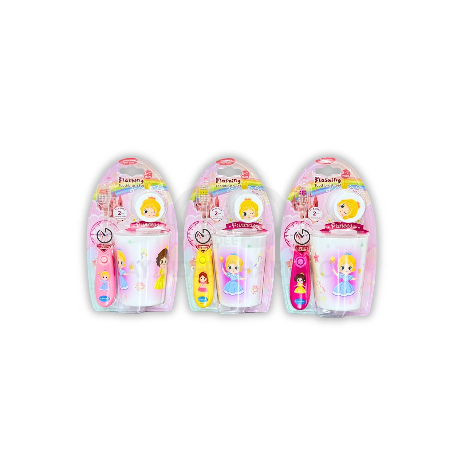 DR.PHILLIPS ชุดแปรงเด็กไฟกระพริบ+แก้วน้ำ ลาย PRINCESS