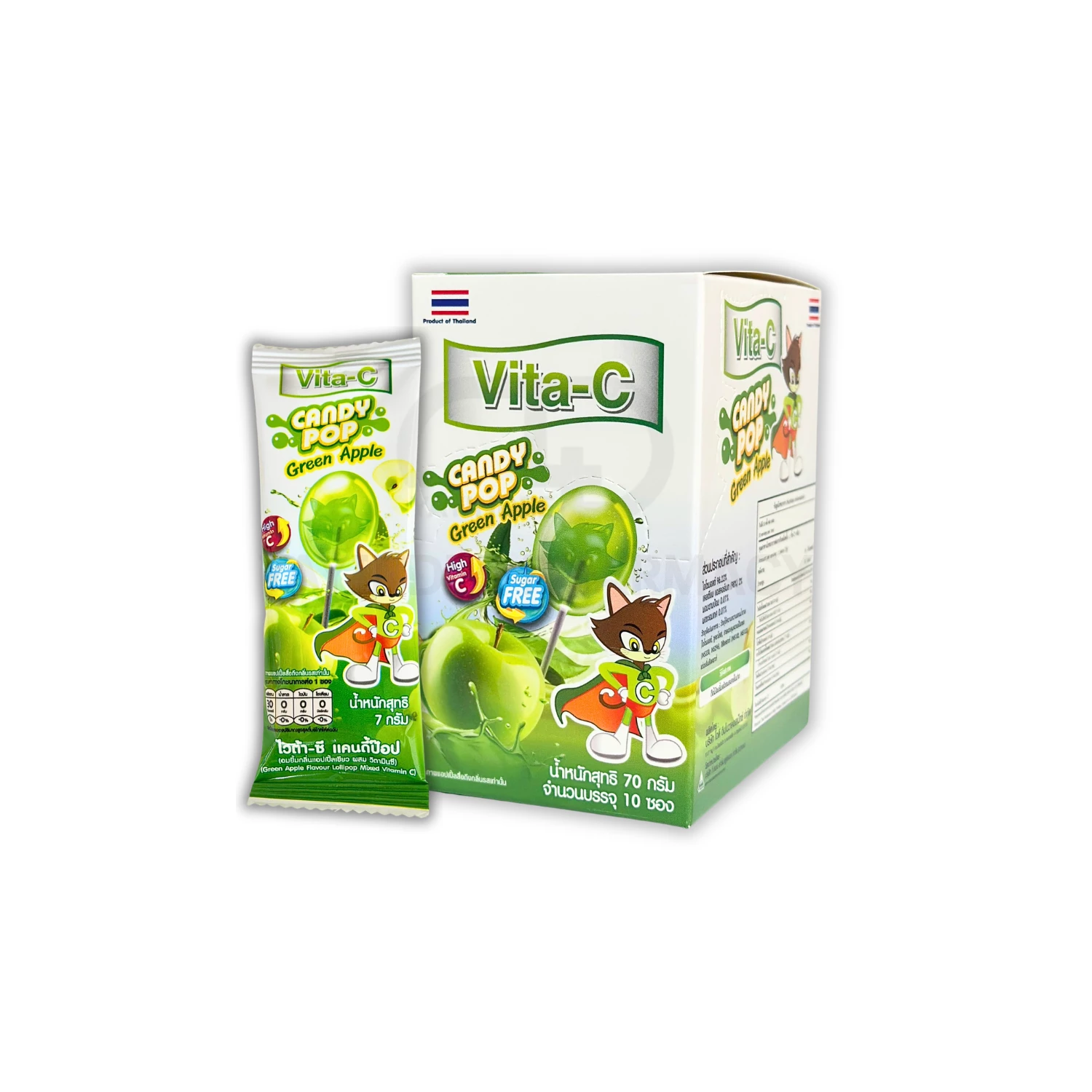 Vita-C CANDY POP กลิ่นกรีนแอปเปิล (10 ชิ้น/กล่อง)
