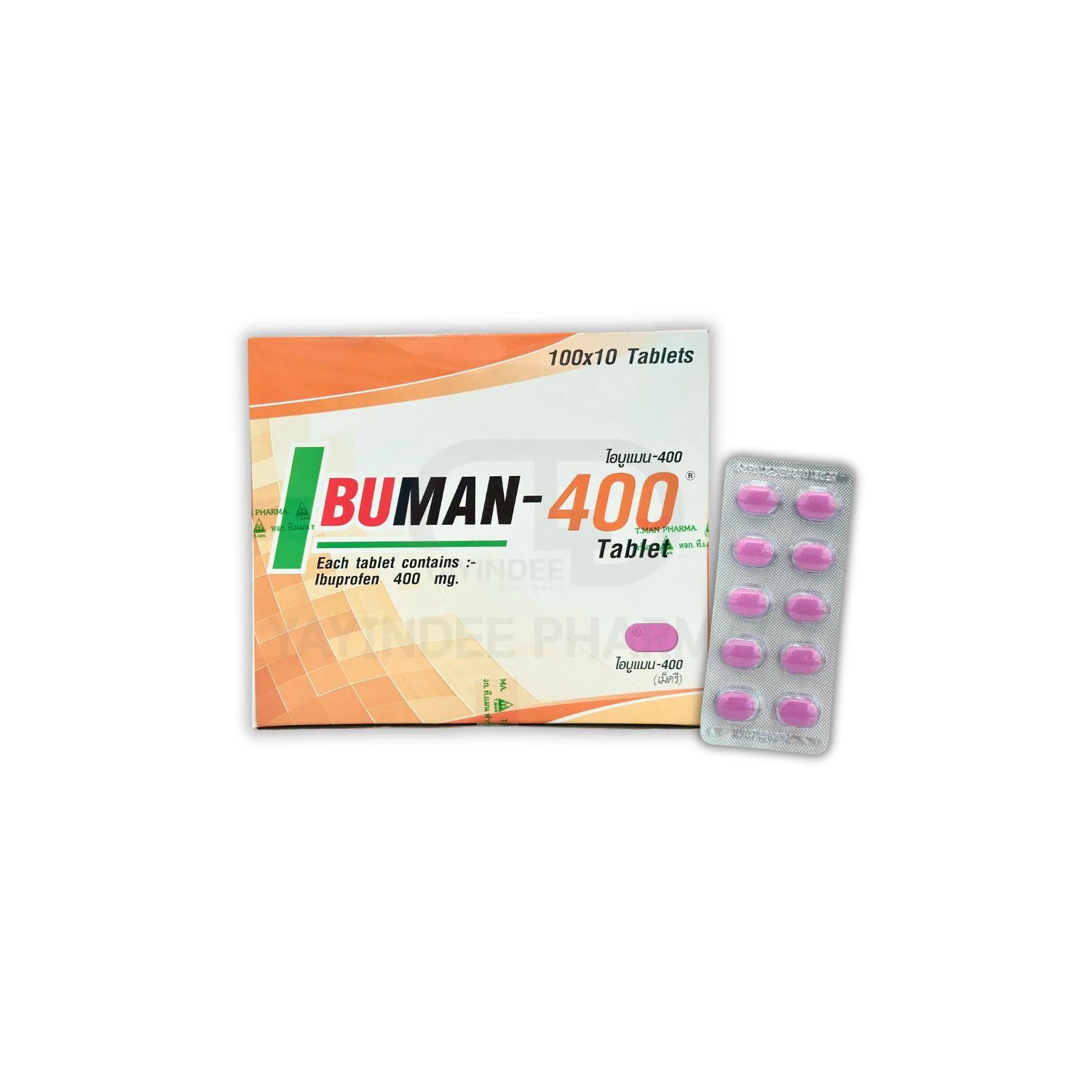 IBUMAN-400 MG TAPLETS (เม็ดรี) (100x10'S)