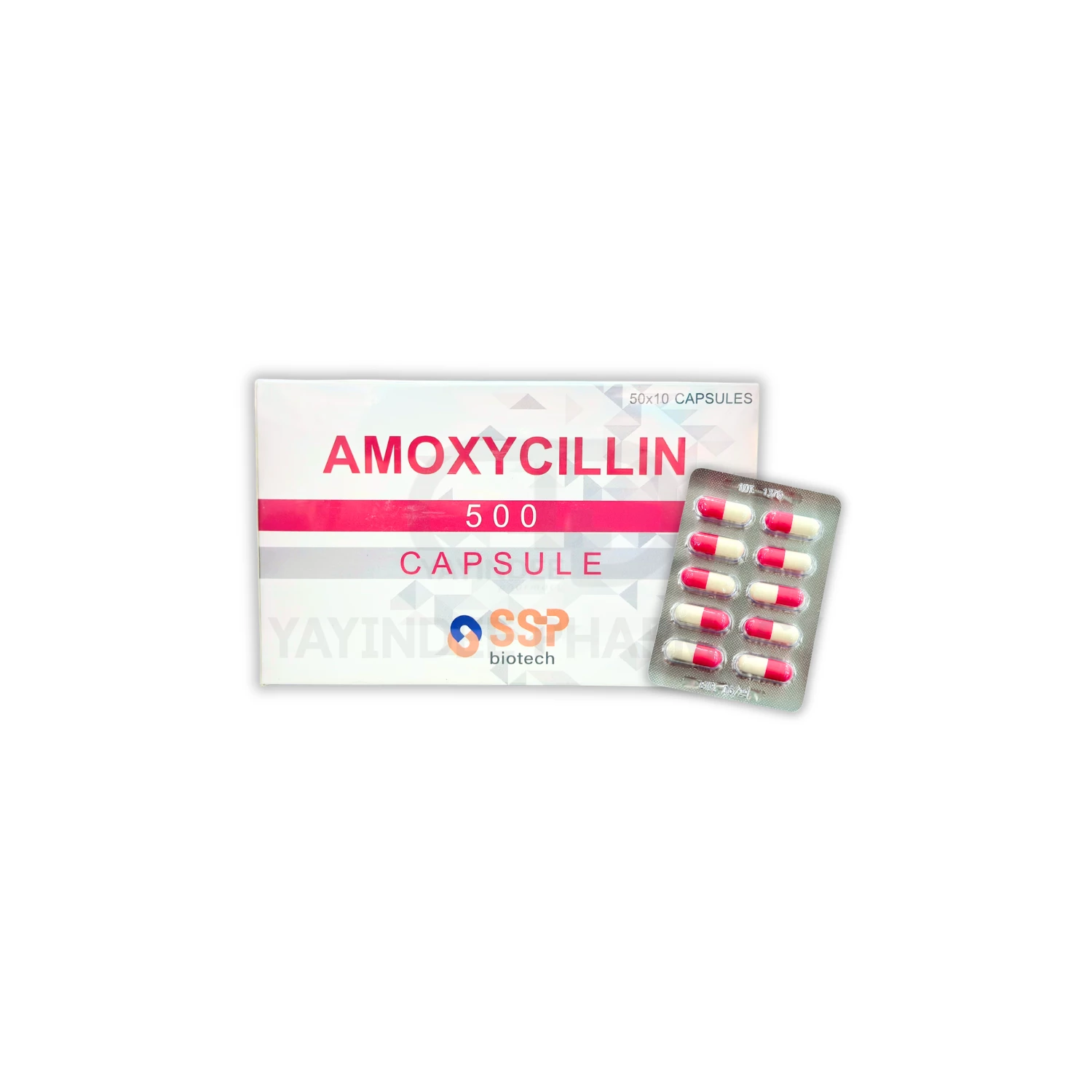 AMOXYCILIN 500 MG สีชมพู-ขาว (50x10'S)