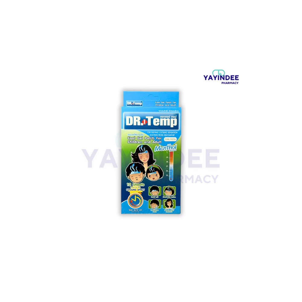 DR.TEMP ผู้ใหญ่ แผ่นเจลลดไข้ กลิ่นเมนทอล (1กล่องมี 6 ซอง)