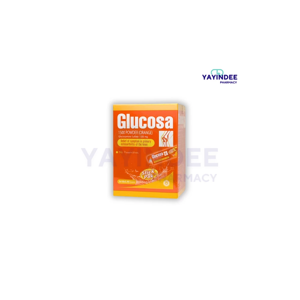 GLUCOSA 1500 MG กลิ่นส้ม (1 กล่อง มี 30 ซอง)