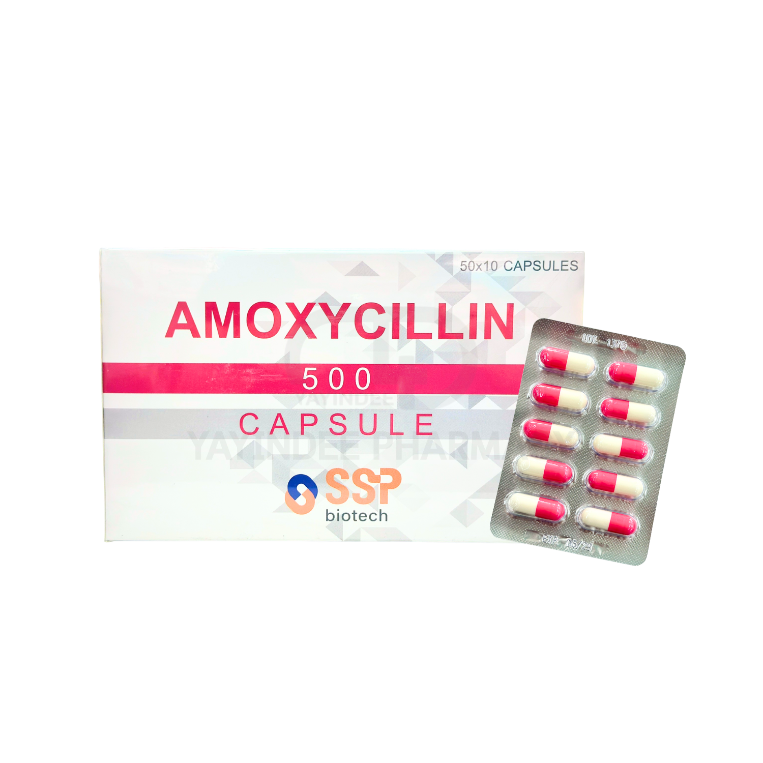 AMOXYCILIN 500 MG สีชมพูขาว (50x10'S)