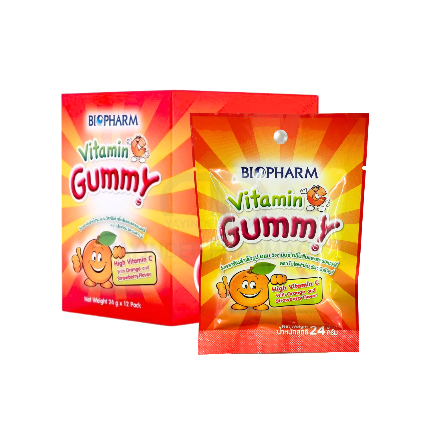 BIOPHARM VITAMIN-C GUMMY 24 G (1 กล่อง/12 ซอง)