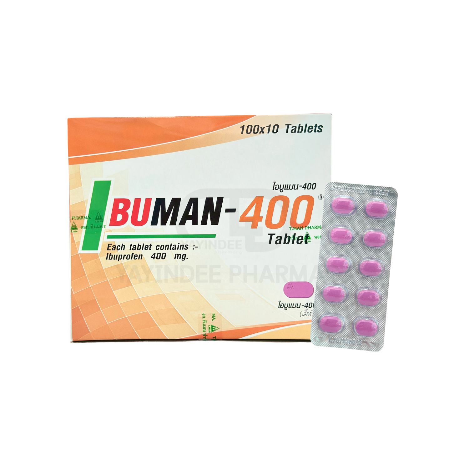 IBUMAN-400 MG TAPLETS (เม็ดรี) (100x10'S)