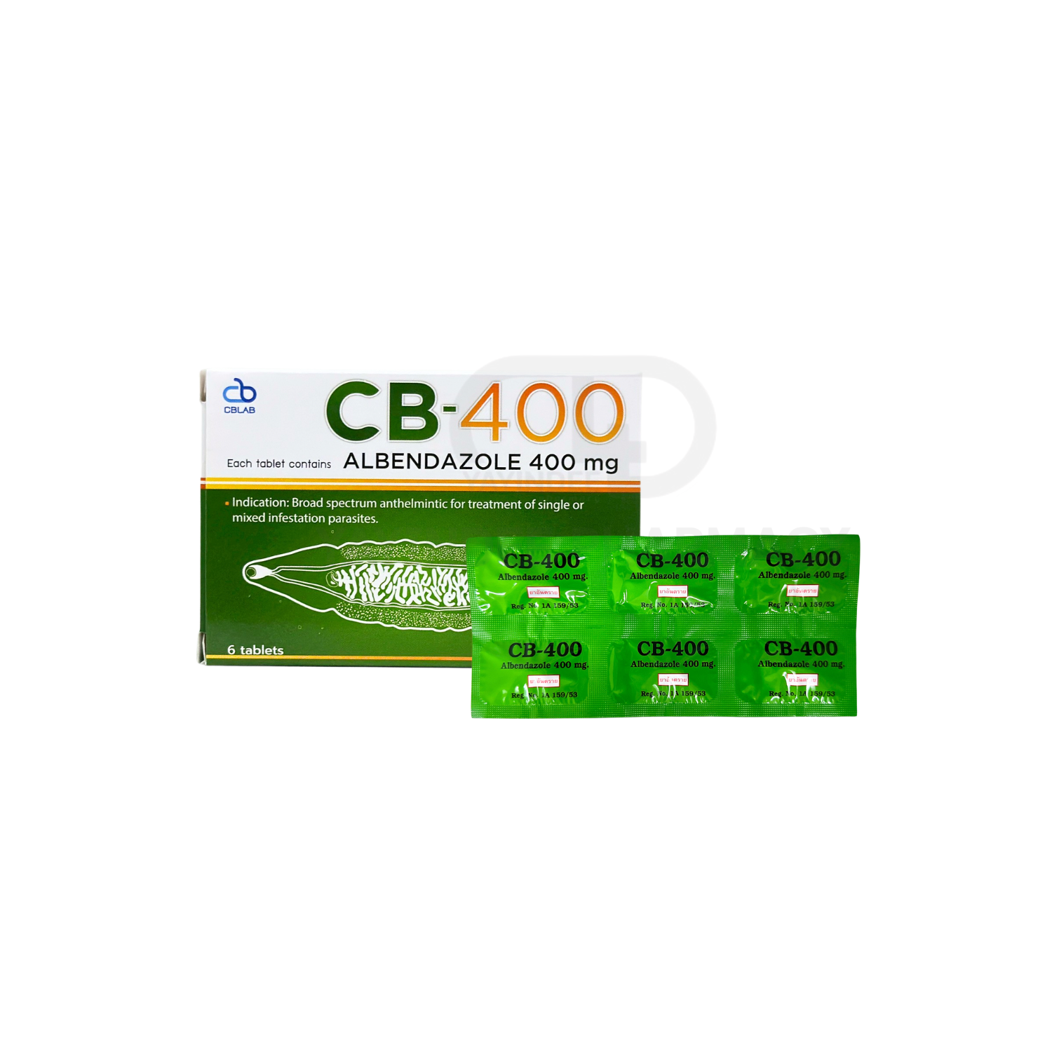 ยาถ่ายพยาธิ CB-400 TABLETS 6'S